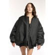 Oversized zipper bomber jacket in black