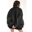 Oversized zipper bomber jacket in black