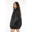 Oversized zipper bomber jacket in black