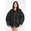 Oversized zipper bomber jacket in black