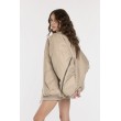 Oversized zipper bomber jacket in mocca