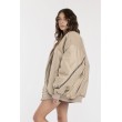 Oversized zipper bomber jacket in mocca