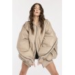 Oversized zipper bomber jacket in mocca