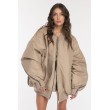 Oversized zipper bomber jacket in mocca