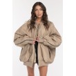 Oversized zipper bomber jacket in mocca