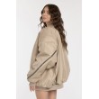 Oversized zipper bomber jacket in mocca