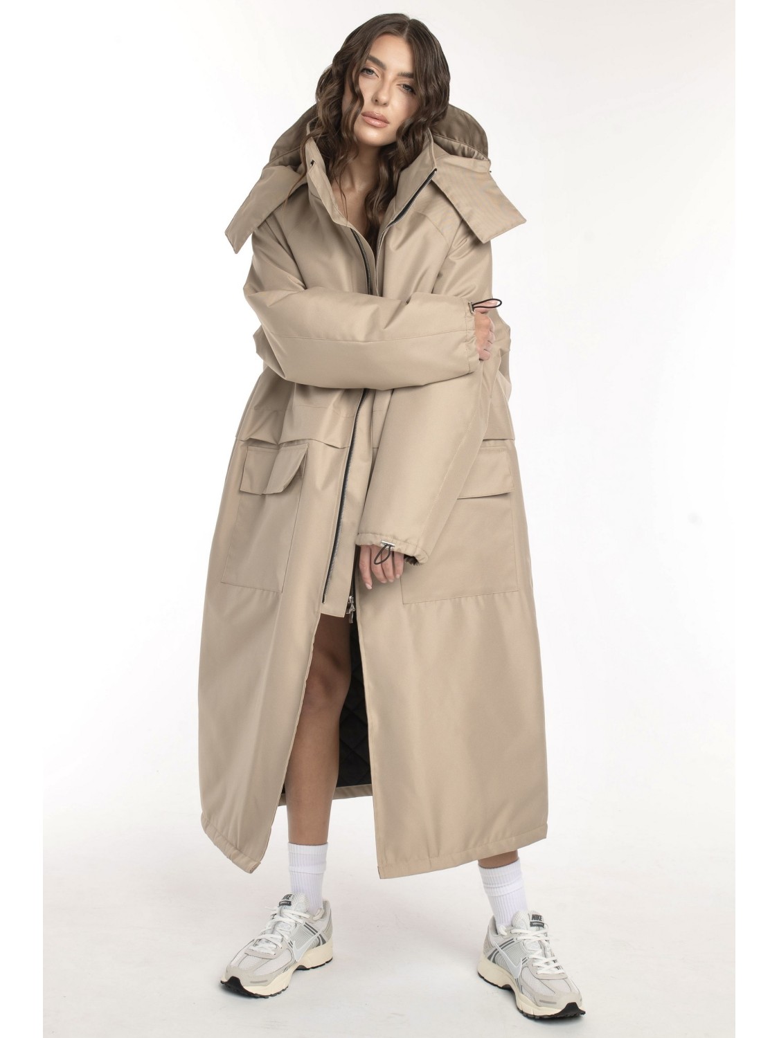 Parka Longline Hoodie Oversize mocca