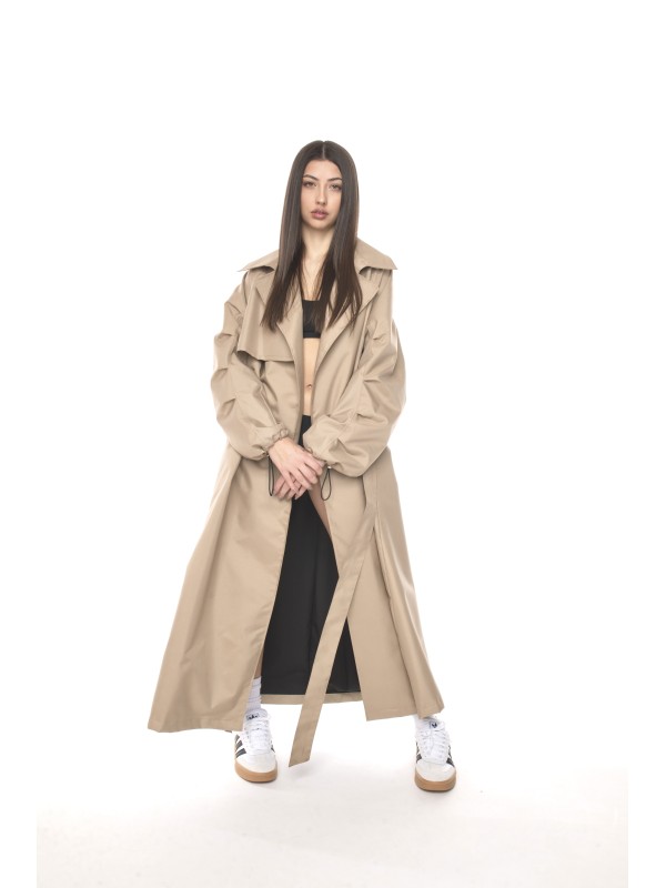 Coat / trench maxi oversize mocca