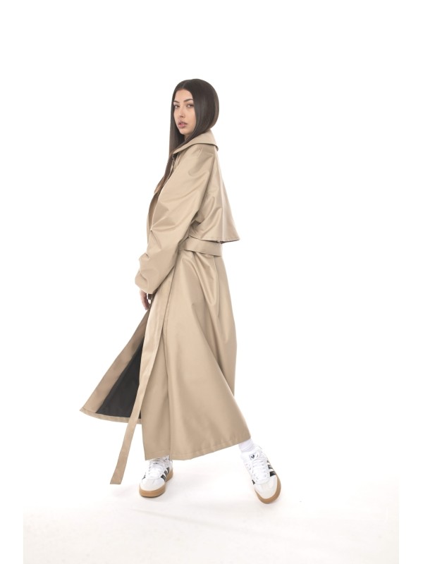 Coat / trench maxi oversize mocca