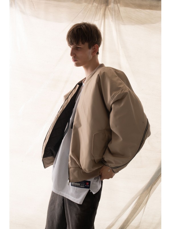 Oversized zipper bomber jacket in mocca