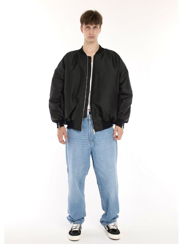 Kurtka typu bomber oversize czarna zipper