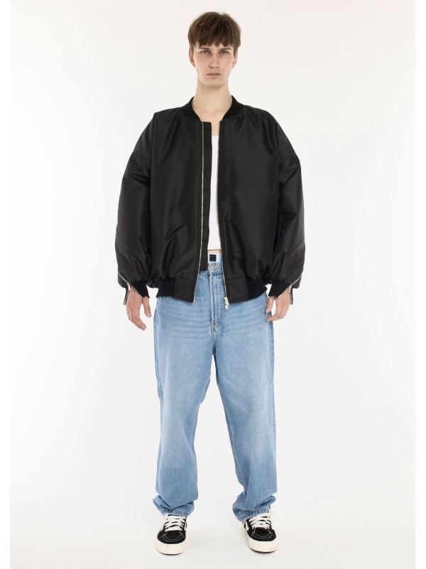 Kurtka typu bomber oversize czarna zipper