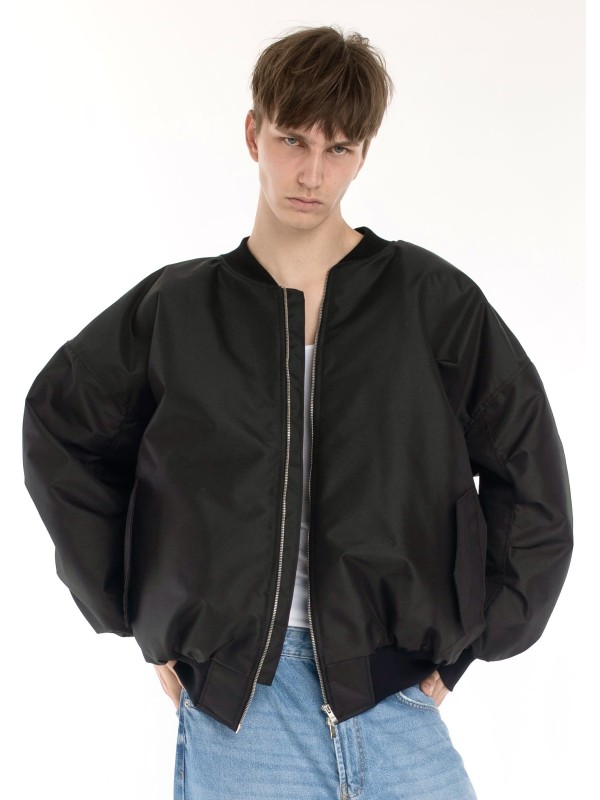 copy of Oversized zipper bomber jacket in black