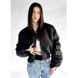 Shorty zipper oversized bomber jacket in black