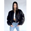 Shorty zipper oversized bomber jacket in black