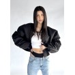 Shorty zipper oversized bomber jacket in black