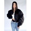 Shorty zipper oversized bomber jacket in black