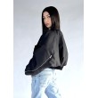 Shorty zipper oversized bomber jacket in black