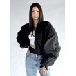 Shorty zipper oversized bomber jacket in black