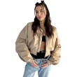Shorty zipper oversized bomber jacket in mocca