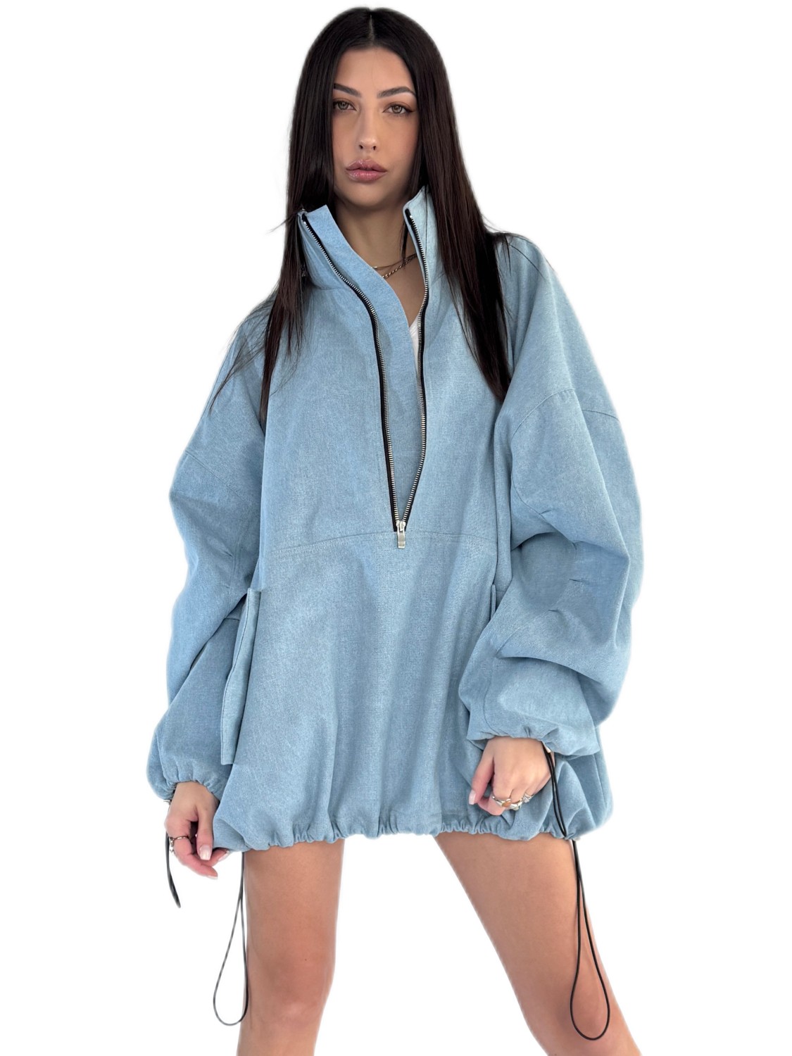LooseZip oversize denim sweatshirt in light blue LooseZip oversize denim sweatshirt in light blue