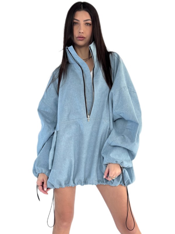 LooseZip oversize denim sweatshirt in light blue