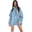 LooseZip oversize denim sweatshirt in light blue