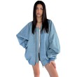 Light blue oversized denim bomber jacket