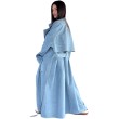 Trencz maxi oversize denim light blue