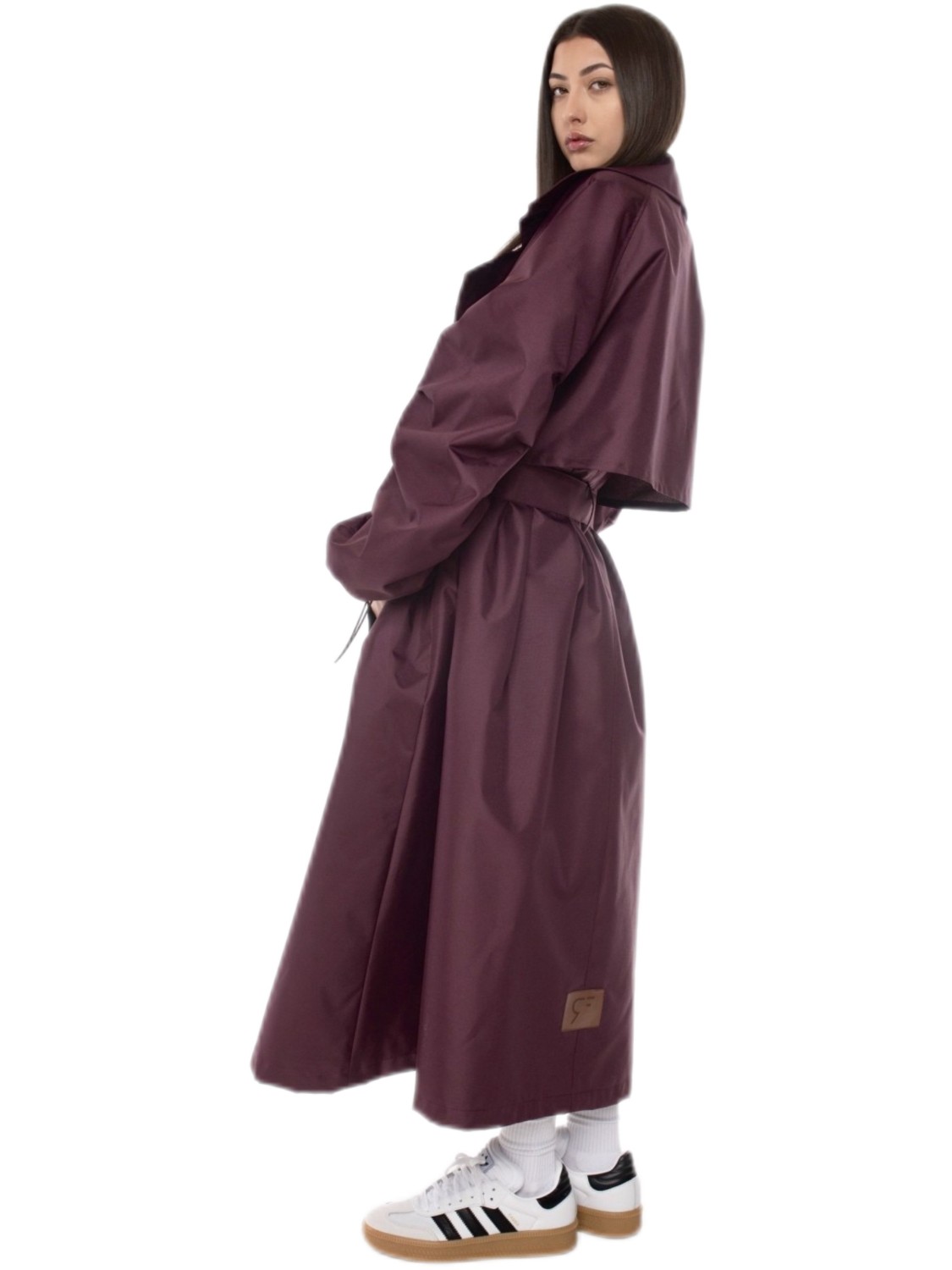 Trencz maxi oversize burgund