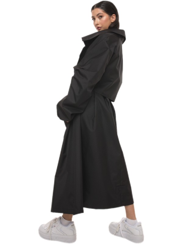 Oversize maxi trench coat in black
