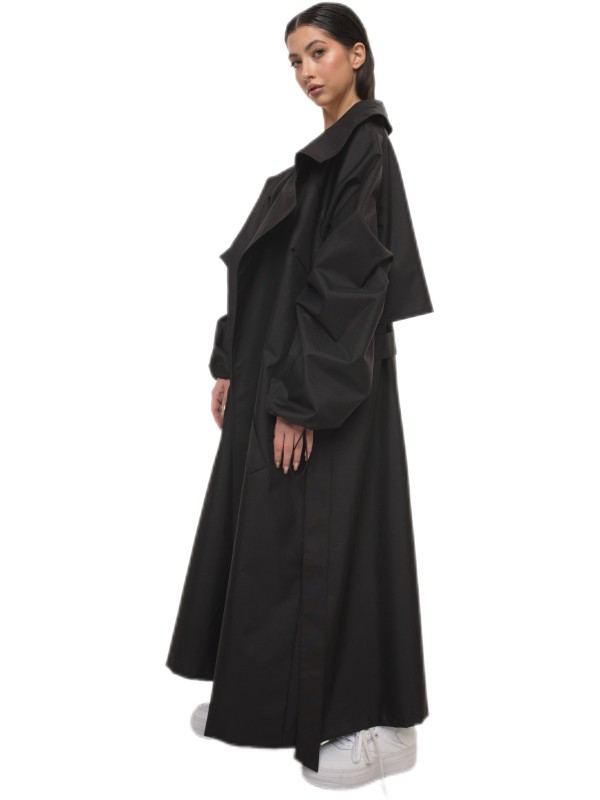 Oversize maxi trench coat in black