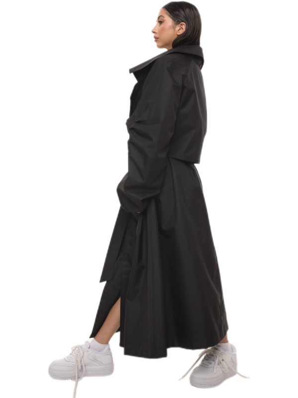 Oversize maxi trench coat in black