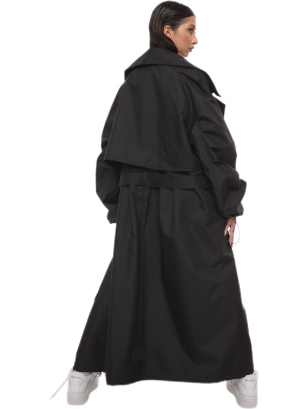 Oversize maxi trench coat in black