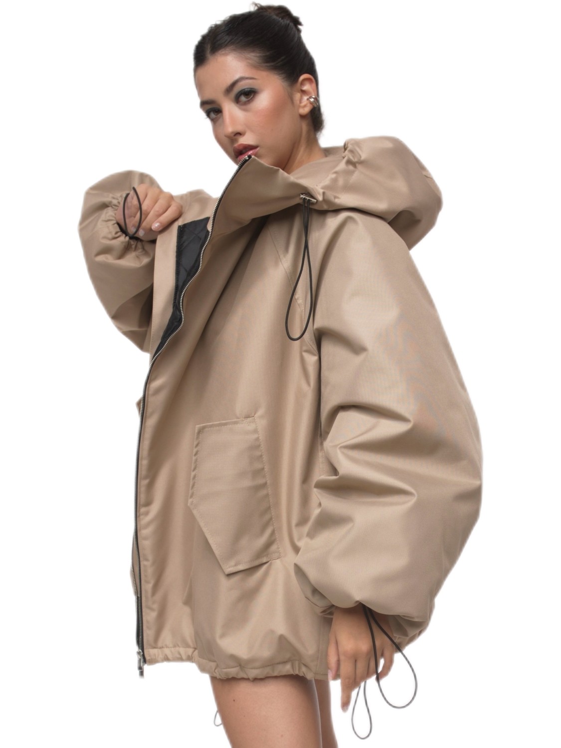 Kurtka bomber hoodie oversize mocca