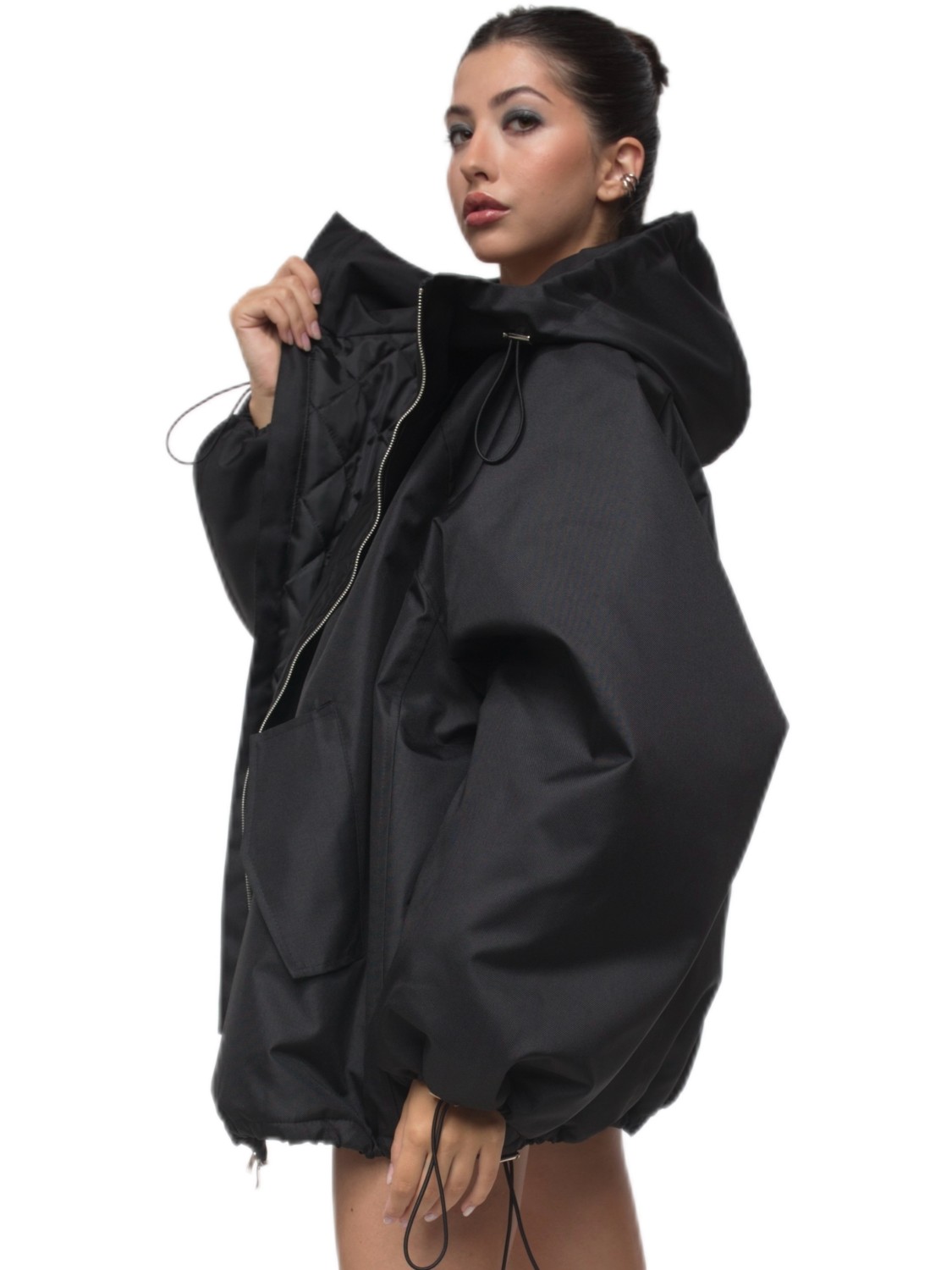 Bomber hoodie oversize jacket black