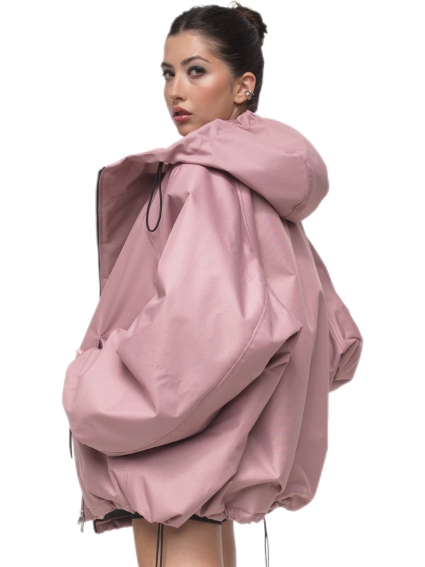Kurtka bomber hoodie oversize dusty pink