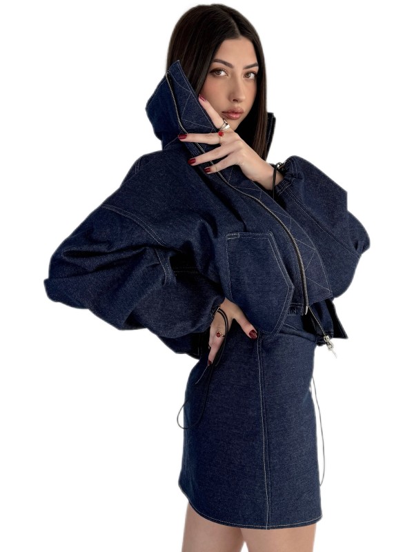 Mini spódnica kopertowa dark denim