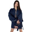 Krótka kurtka bomber zipper denim dark blue