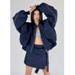 Krótka kurtka bomber zipper denim dark blue