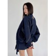 Krótka kurtka bomber zipper denim dark blue