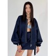 Krótka kurtka bomber zipper denim dark blue