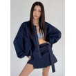 Krótka kurtka bomber zipper denim dark blue
