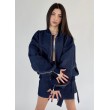 Krótka kurtka bomber zipper denim dark blue