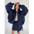 Krótka kurtka bomber zipper denim dark blue