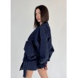 Krótka kurtka bomber zipper denim dark blue