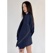 Krótka kurtka bomber zipper denim dark blue