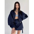 Krótka kurtka bomber collar denim dark blue