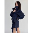 Krótka kurtka bomber collar denim dark blue