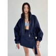 Krótka kurtka bomber collar denim dark blue
